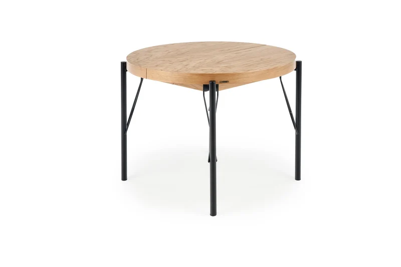 Tavolo tondo allungabile in MDF impiallacciato rovere con gambe in acciaio nero Inferno Ø 100 cm - allungabile a 300cm