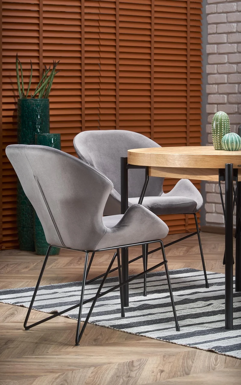 Tavolo tondo allungabile in MDF impiallacciato rovere con gambe in acciaio nero Inferno Ø 100 cm - allungabile a 300cm