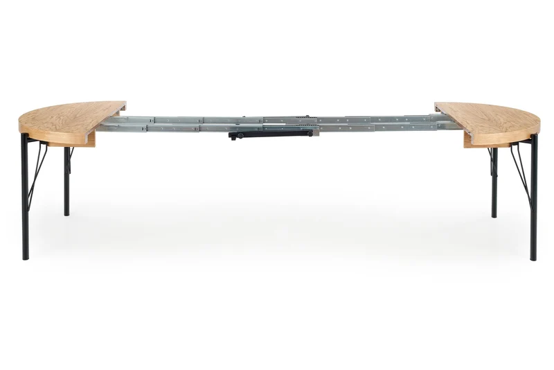 Tavolo tondo allungabile in MDF impiallacciato rovere con gambe in acciaio nero Inferno Ø 100 cm - allungabile a 300cm