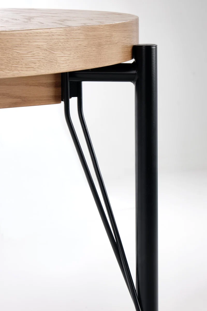 Tavolo tondo allungabile in MDF impiallacciato rovere con gambe in acciaio nero Inferno Ø 100 cm - allungabile a 300cm