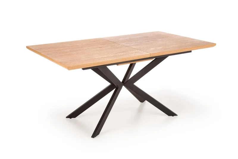 Tavolo allungabile in legno impiallacciato rovere con gambe in acciaio nero Legarto 160x90 cm - allungabile fino a 200 cm
