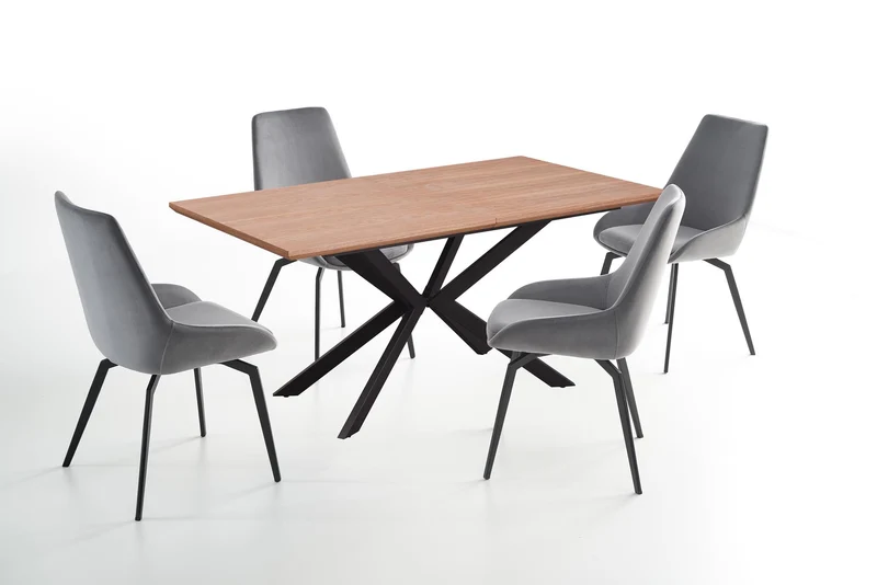 Tavolo allungabile in legno impiallacciato rovere con gambe in acciaio nero Legarto 160x90 cm - allungabile fino a 200 cm