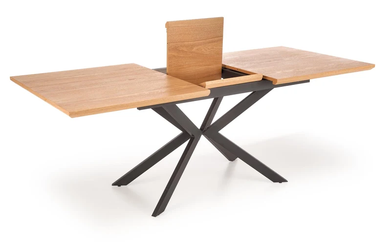 Tavolo allungabile in legno impiallacciato rovere con gambe in acciaio nero Legarto 160x90 cm - allungabile fino a 200 cm