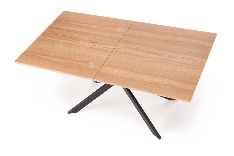 Tavolo allungabile in legno impiallacciato rovere con gambe in acciaio nero Legarto 160x90 cm - allungabile fino a 200 cm