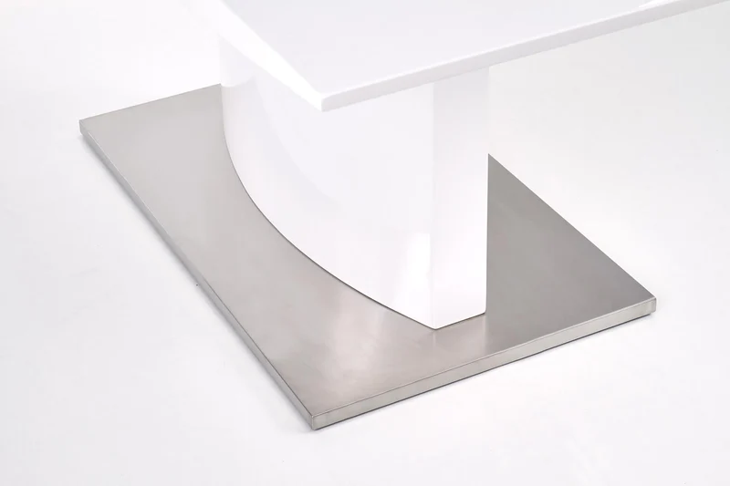 Tavolo allungabile in legno MDF laccato bianco con base in acciaio Marcello 180x90 cm - allungabile fino a 220 cm