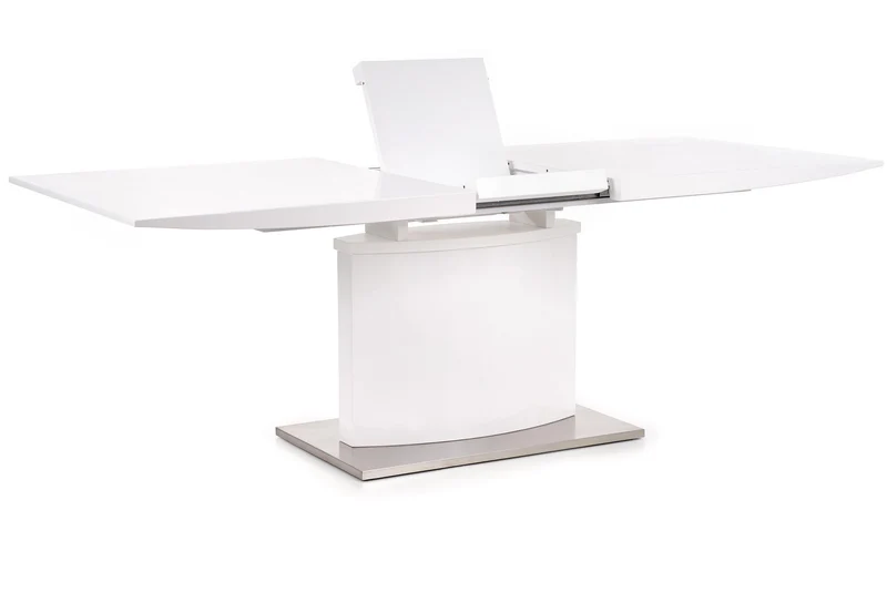 Tavolo allungabile in legno MDF laccato bianco con base in acciaio Marcello 180x90 cm - allungabile fino a 220 cm