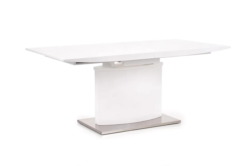 Tavolo allungabile in legno MDF laccato bianco con base in acciaio Marcello 180x90 cm - allungabile fino a 220 cm