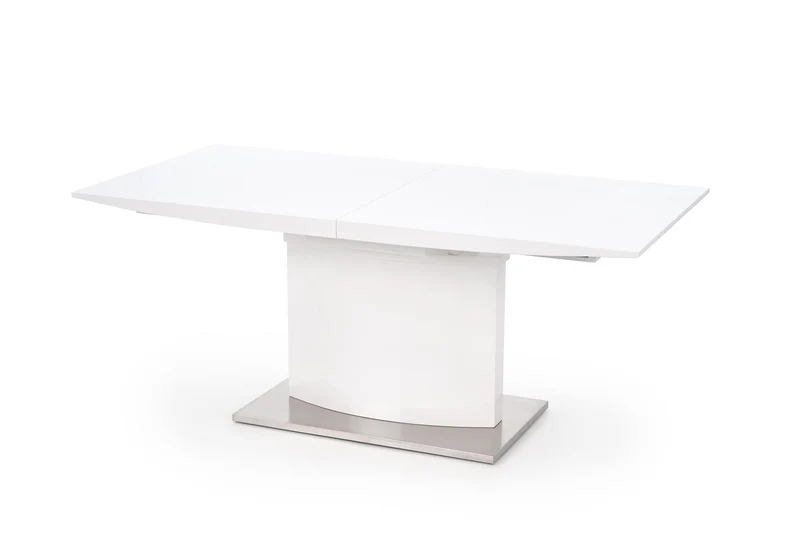 Tavolo allungabile in legno MDF laccato bianco con base in acciaio Marcello 180x90 cm - allungabile fino a 220 cm