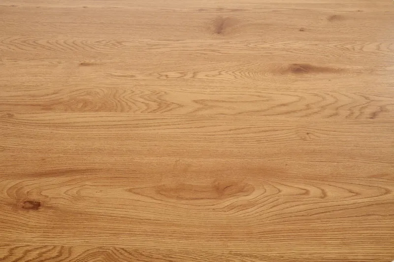 Tavolo tondo in MDF laminato rovere e piede in metallo nero Looper Ø 120 cm