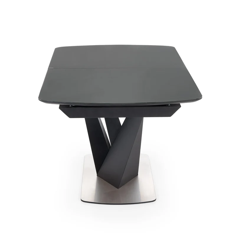 Tavolo allungabile in vetro grigio scuro con gambe in acciaio nero Patrizio 160x90 cm - allungabile fino a 200 cm