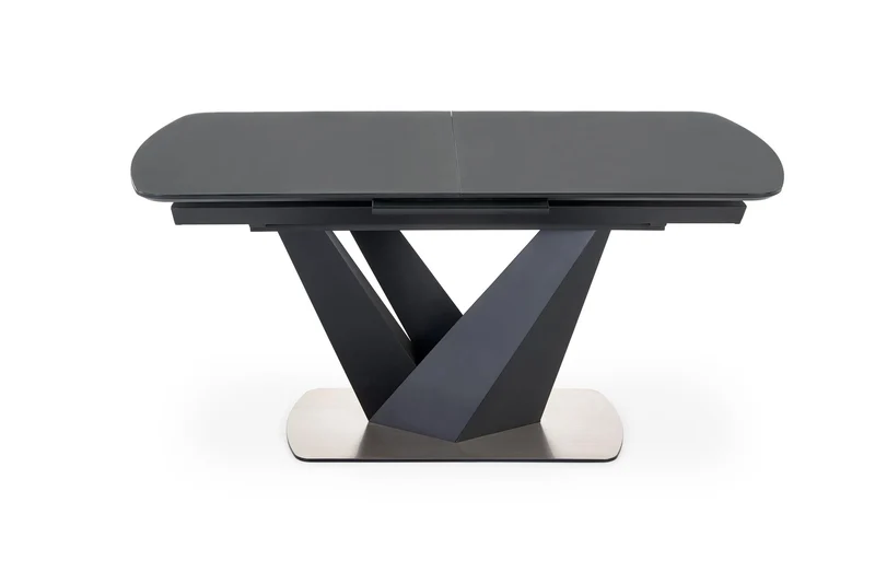 Tavolo allungabile in vetro grigio scuro con gambe in acciaio nero Patrizio 160x90 cm - allungabile fino a 200 cm