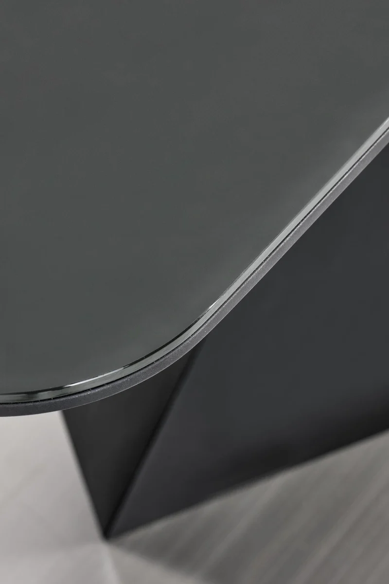 Tavolo allungabile in vetro grigio scuro con gambe in acciaio nero Patrizio 160x90 cm - allungabile fino a 200 cm