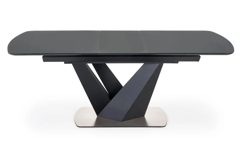 Tavolo allungabile in vetro grigio scuro con gambe in acciaio nero Patrizio 160x90 cm - allungabile fino a 200 cm
