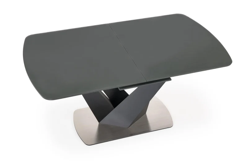 Tavolo allungabile in vetro grigio scuro con gambe in acciaio nero Patrizio 160x90 cm - allungabile fino a 200 cm