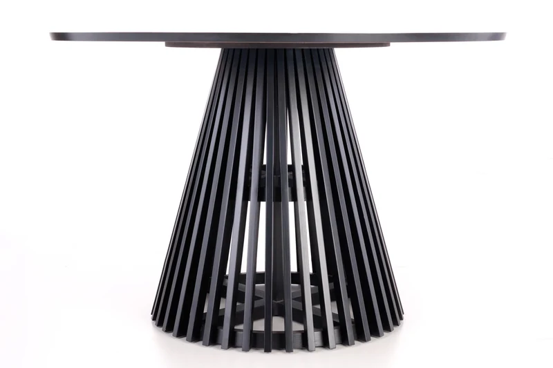 Tavolo tondo in MDF impiallacciato rovere e piede nero Miyaki Ø 120 cm