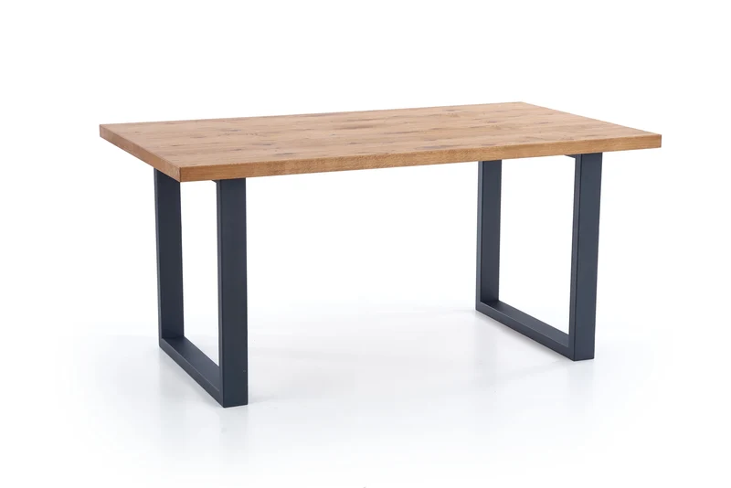 Tavolo allungabile in legno impiallacciato rovere con gambe in acciaio nero Perez 160x90 cm - allungabile a 250 cm