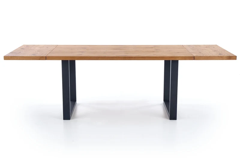 Tavolo allungabile in legno impiallacciato rovere con gambe in acciaio nero Perez 160x90 cm - allungabile a 250 cm