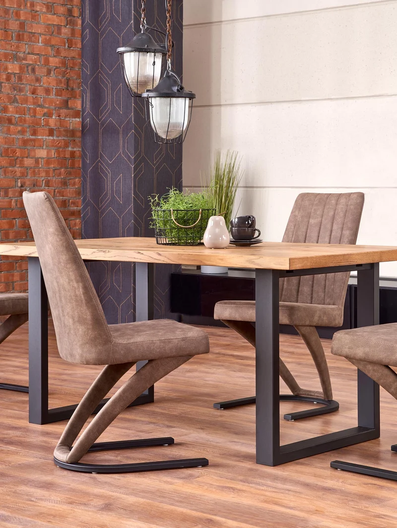 Tavolo allungabile in legno impiallacciato rovere con gambe in acciaio nero Perez 160x90 cm - allungabile a 250 cm