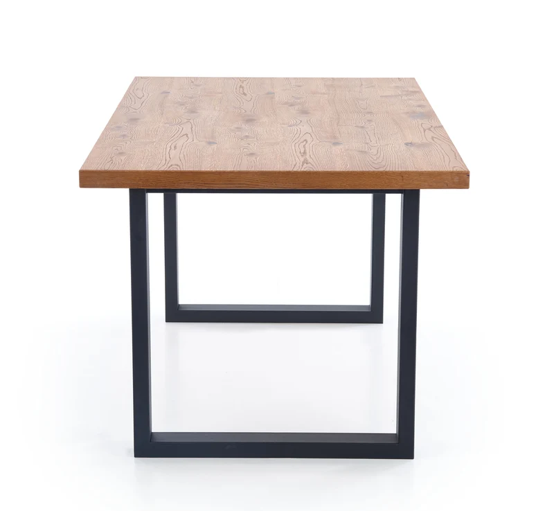 Tavolo allungabile in legno impiallacciato rovere con gambe in acciaio nero Perez 160x90 cm - allungabile a 250 cm