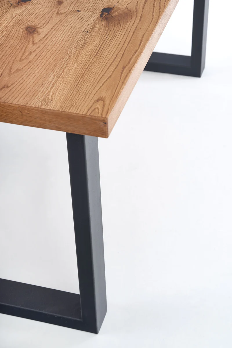 Tavolo allungabile in legno impiallacciato rovere con gambe in acciaio nero Perez 160x90 cm - allungabile a 250 cm