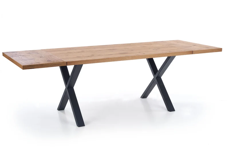 Tavolo allungabile in legno impiallacciato rovere con gambe in acciaio nero Xavier 160x90 cm - allungabile a 250 cm