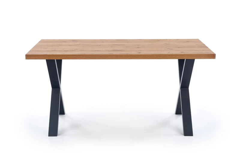 Tavolo allungabile in legno impiallacciato rovere con gambe in acciaio nero Xavier 160x90 cm - allungabile a 250 cm