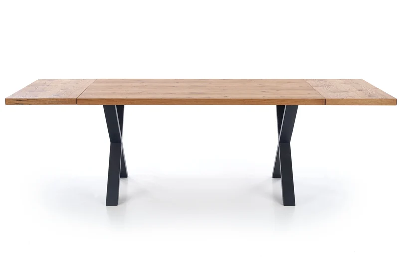 Tavolo allungabile in legno impiallacciato rovere con gambe in acciaio nero Xavier 160x90 cm - allungabile a 250 cm