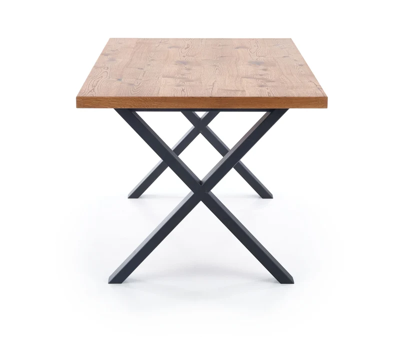 Tavolo allungabile in legno impiallacciato rovere con gambe in acciaio nero Xavier 160x90 cm - allungabile a 250 cm