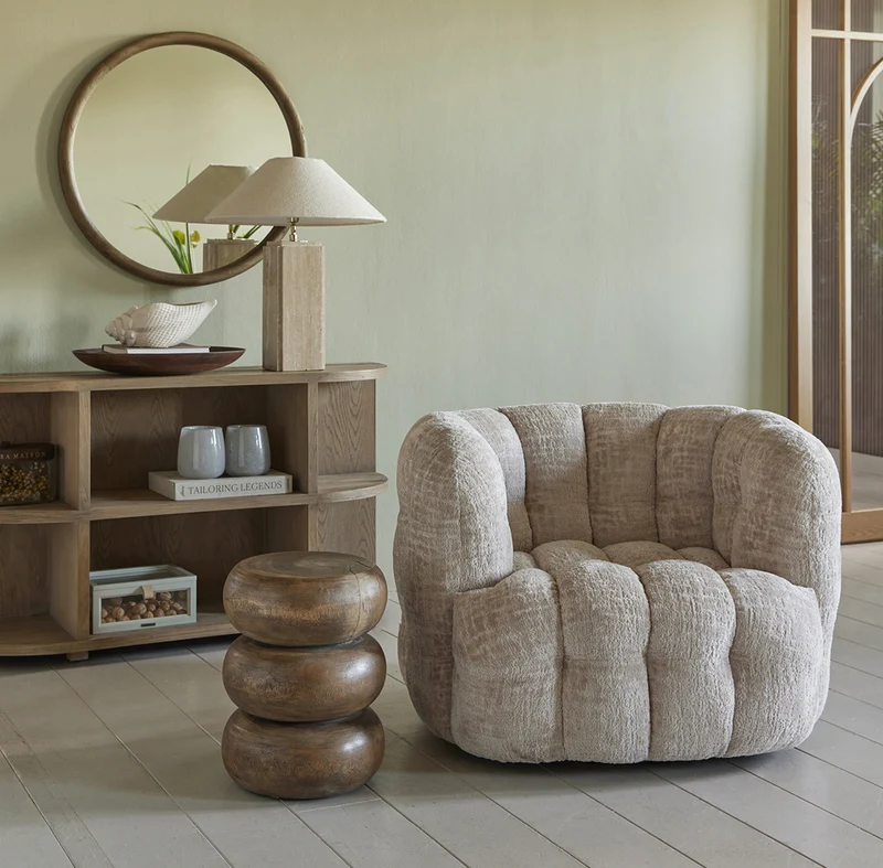 Riviera Maison Arosa Swivel Sessel, Open Weave, Natural