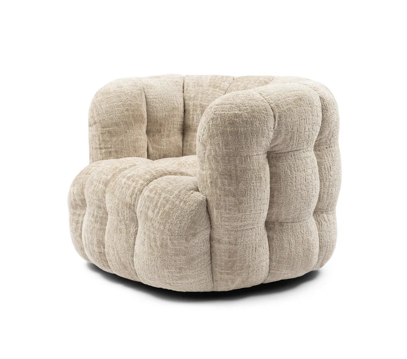 Riviera Maison Arosa Swivel Sessel, Open Weave, Natural
