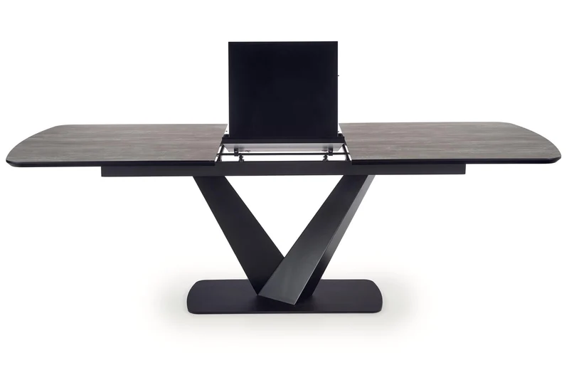 Tavolo allungabile in legno MDF laccato grigio con gambe in acciaio nero Vinston 180x95 cm - allungabile a 230 cm