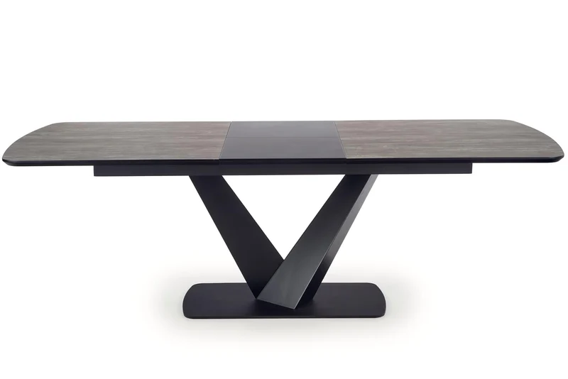 Tavolo allungabile in legno MDF laccato grigio con gambe in acciaio nero Vinston 180x95 cm - allungabile a 230 cm