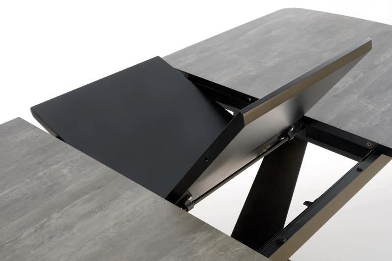 Tavolo allungabile in legno MDF laccato grigio con gambe in acciaio nero Vinston 180x95 cm - allungabile a 230 cm