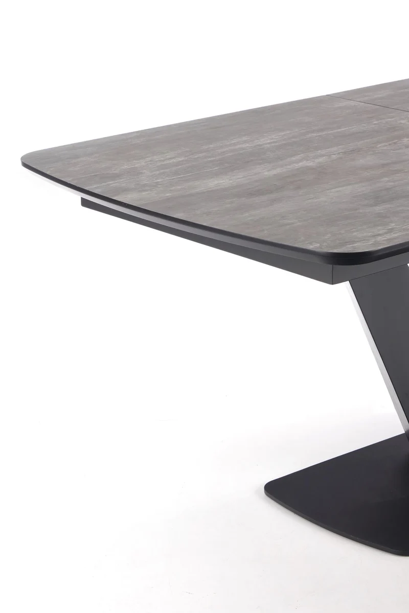 Tavolo allungabile in legno MDF laccato grigio con gambe in acciaio nero Vinston 180x95 cm - allungabile a 230 cm