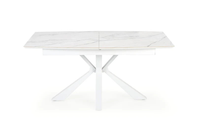 Tavolo allungabile in pietra sinterizzata effetto marmo bianco con gambe in acciaio bianco Vivaldi 160x89 cm - allungabile fino a 200 cm