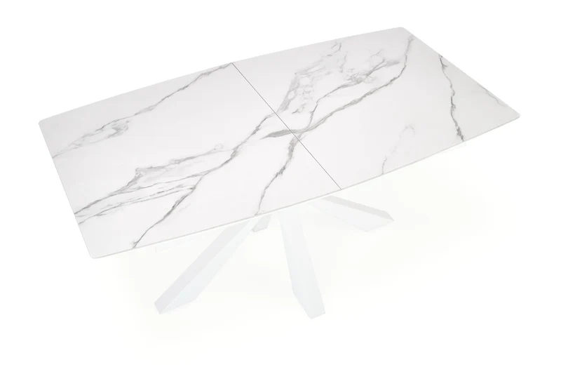 Tavolo allungabile in pietra sinterizzata effetto marmo bianco con gambe in acciaio bianco Vivaldi 160x89 cm - allungabile fino a 200 cm