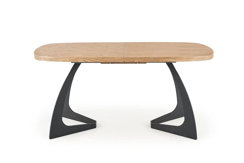 Tavolo allungabile in legno MDF impiallacciato rovere con gambe in acciaio nero Veldon 160x90 cm - allungabile fino a 200 cm