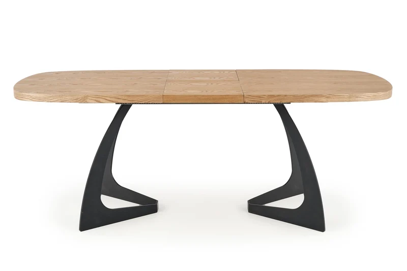 Tavolo allungabile in legno MDF impiallacciato rovere con gambe in acciaio nero Veldon 160x90 cm - allungabile fino a 200 cm