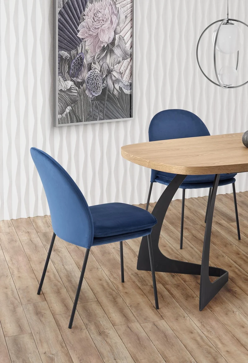 Tavolo allungabile in legno MDF impiallacciato rovere con gambe in acciaio nero Veldon 160x90 cm - allungabile fino a 200 cm