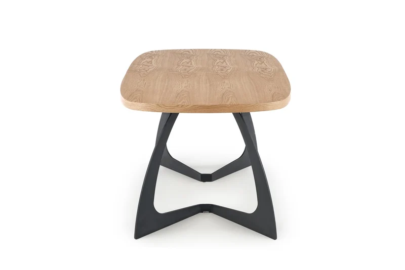 Tavolo allungabile in legno MDF impiallacciato rovere con gambe in acciaio nero Veldon 160x90 cm - allungabile fino a 200 cm