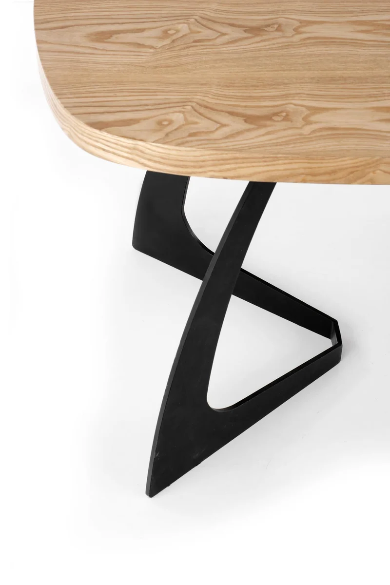 Tavolo allungabile in legno MDF impiallacciato rovere con gambe in acciaio nero Veldon 160x90 cm - allungabile fino a 200 cm