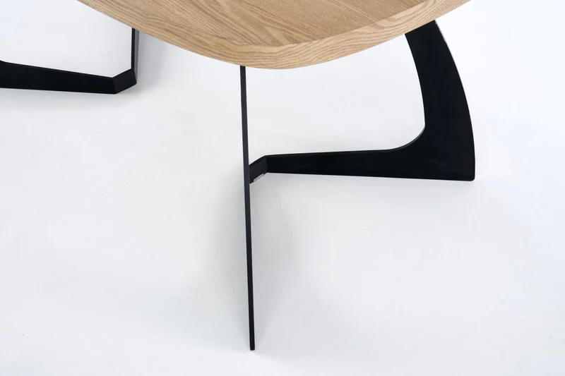 Tavolo allungabile in legno MDF impiallacciato rovere con gambe in acciaio nero Veldon 160x90 cm - allungabile fino a 200 cm