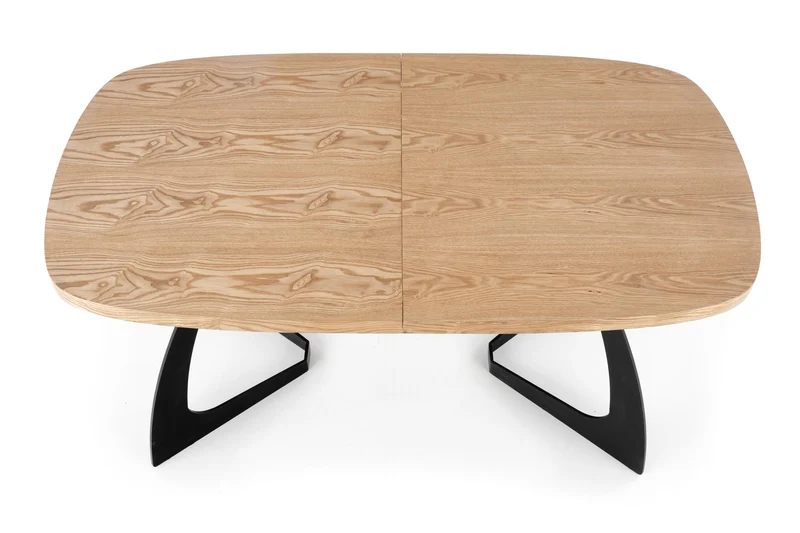 Tavolo allungabile in legno MDF impiallacciato rovere con gambe in acciaio nero Veldon 160x90 cm - allungabile fino a 200 cm