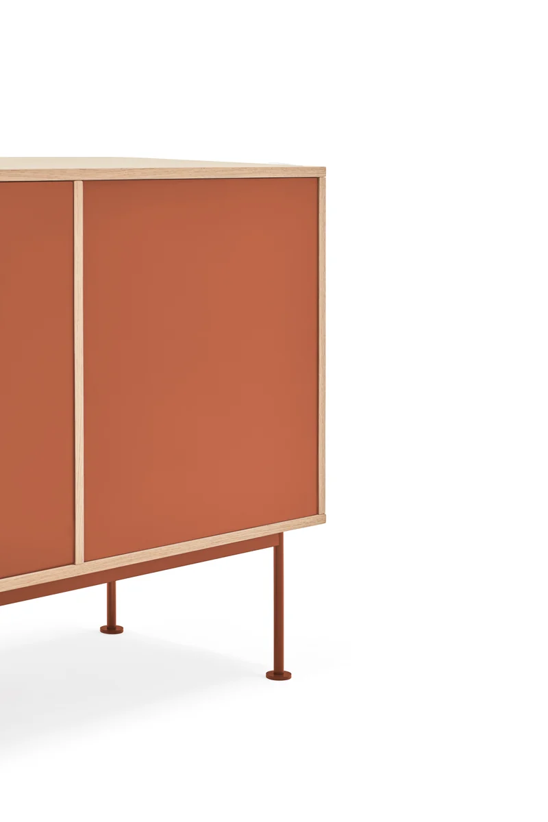Madia 3 cassetti 2 ante quercia terracotta Yoko di Teulat 180x81 cm