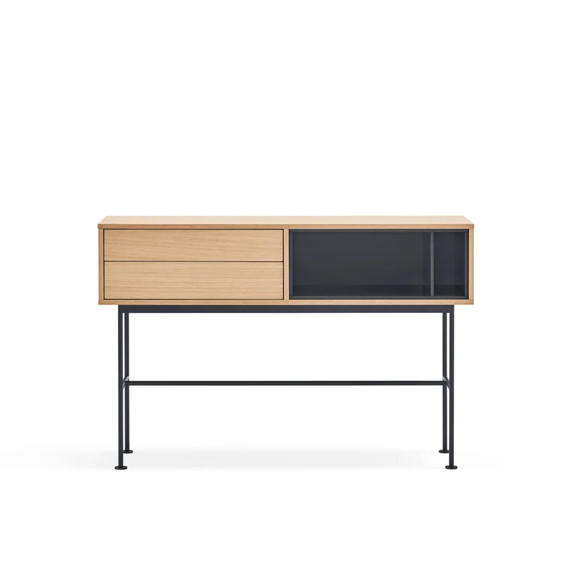 Consolle 2 cassetti quercia grigio antracite Yoko di Teulat 120x80 cm