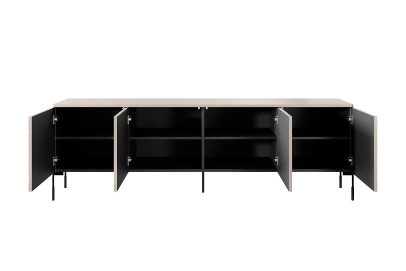 Mobile TV 4 ante con piede in metallo cashmere Sonatia 204x65 cm