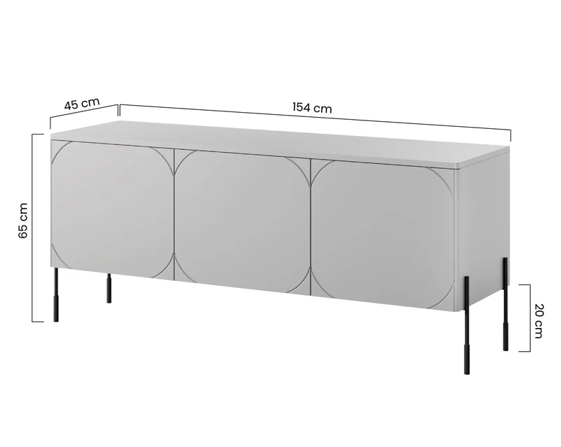 Mobile TV 3 ante verde oliva con piede in metallo nero Sonatia 154x65 cm