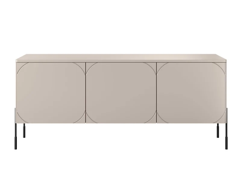 Mobile TV 3 ante cashmere con piede in metallo nero Sonatia 154x65 cm