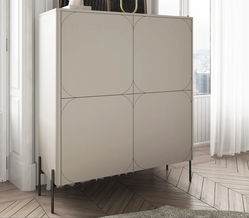 Credenza 2 ante con piede in metallo cashmere Sonatia 124x140 cm
