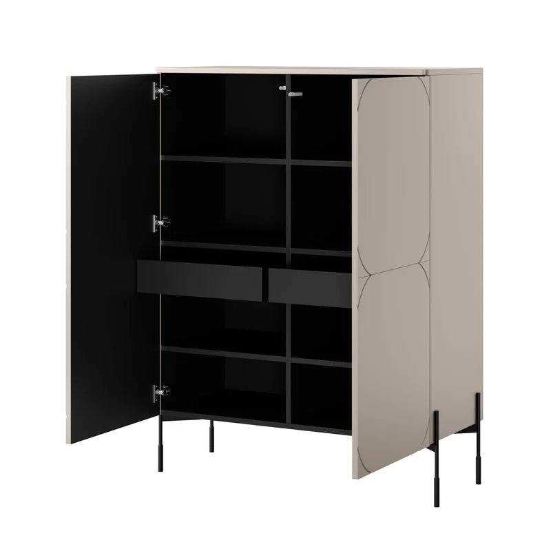 Credenza 2 ante con piede in metallo cashmere Sonatia 124x140 cm